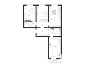3-к квартира, вторичка, 91м2, 7/17 этаж