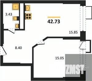 1-к квартира, вторичка, 43м2, 2/21 этаж