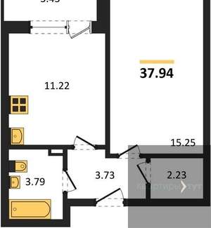 1-к квартира, вторичка, 38м2, 11/24 этаж