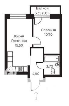 1-к квартира, вторичка, 35м2, 3/14 этаж