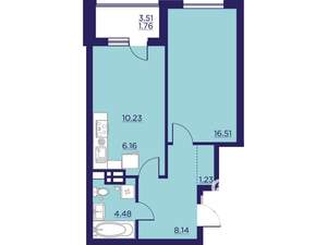 1-к квартира, вторичка, 49м2, 8/18 этаж