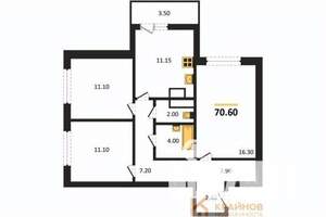 3-к квартира, вторичка, 71м2, 13/25 этаж
