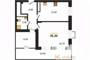 1-к квартира, вторичка, 45м2, 14/15 этаж