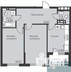 2-к квартира, вторичка, 64м2, 17/18 этаж