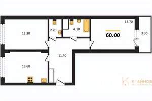 2-к квартира, вторичка, 60м2, 2/13 этаж