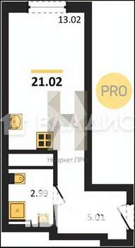 Студия квартира, строящийся дом, 21м2, 20/27 этаж