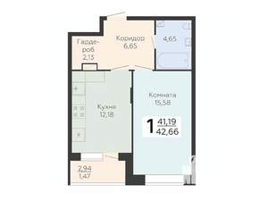 1-к квартира, вторичка, 43м2, 6/24 этаж