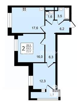 2-к квартира, вторичка, 65м2, 5/24 этаж