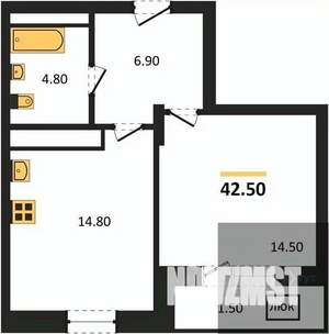 1-к квартира, вторичка, 43м2, 17/21 этаж
