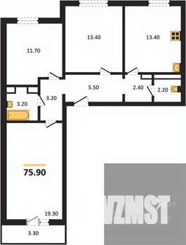 3-к квартира, вторичка, 76м2, 15/17 этаж