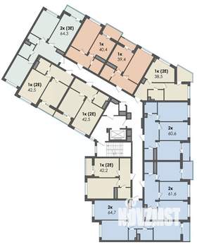 2-к квартира, сданный дом, 62м2, 3/13 этаж