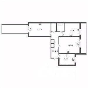 3-к квартира, вторичка, 70м2, 3/9 этаж