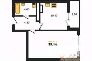 1-к квартира, вторичка, 40м2, 24/25 этаж