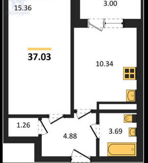 1-к квартира, вторичка, 37м2, 7/18 этаж