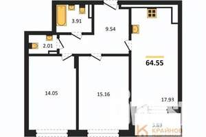 2-к квартира, вторичка, 65м2, 16/18 этаж