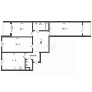 3-к квартира, вторичка, 89м2, 2/10 этаж