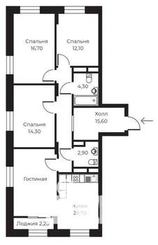 3-к квартира, вторичка, 97м2, 11/14 этаж