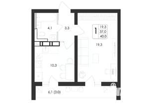 1-к квартира, вторичка, 40м2, 17/17 этаж
