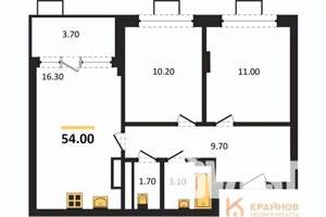 2-к квартира, строящийся дом, 54м2, 5/14 этаж