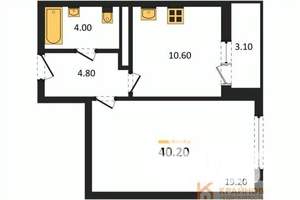 1-к квартира, вторичка, 40м2, 14/25 этаж