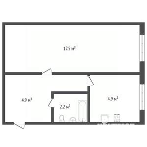 1-к квартира, вторичка, 32м2, 1/2 этаж