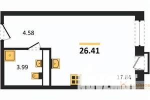 Студия квартира, сданный дом, 26м2, 2/21 этаж