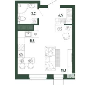 Студия квартира, строящийся дом, 29м2, 2/13 этаж