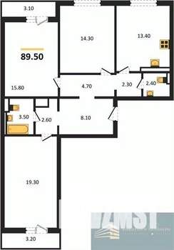 3-к квартира, вторичка, 90м2, 16/17 этаж