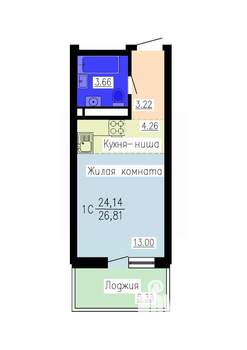 Студия квартира, вторичка, 27м2, 13/16 этаж