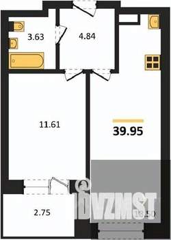 1-к квартира, вторичка, 40м2, 21/28 этаж