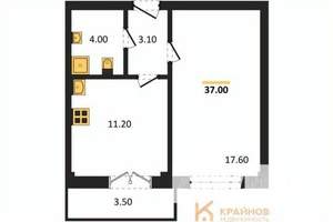 1-к квартира, вторичка, 37м2, 6/15 этаж