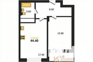 1-к квартира, вторичка, 44м2, 2/13 этаж