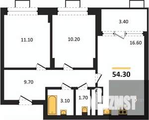 2-к квартира, вторичка, 54м2, 8/14 этаж