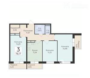 3-к квартира, вторичка, 78м2, 16/18 этаж