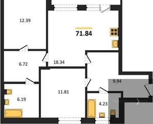 2-к квартира, вторичка, 72м2, 10/16 этаж