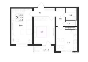 2-к квартира, вторичка, 60м2, 6/17 этаж