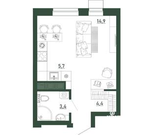 Студия квартира, строящийся дом, 28м2, 3/13 этаж