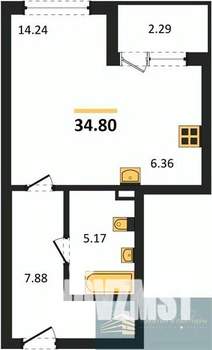 Студия квартира, вторичка, 35м2, 2/24 этаж