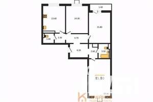 3-к квартира, вторичка, 86м2, 14/17 этаж
