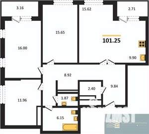 3-к квартира, вторичка, 101м2, 15/24 этаж