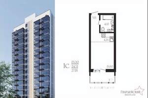 Студия квартира, строящийся дом, 27м2, 5/16 этаж
