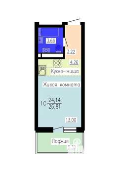 Студия квартира, вторичка, 27м2, 12/16 этаж