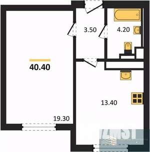 1-к квартира, вторичка, 40м2, 1/17 этаж