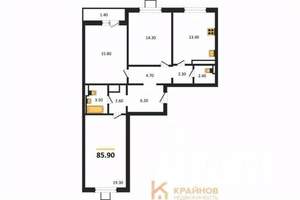 3-к квартира, вторичка, 86м2, 5/17 этаж