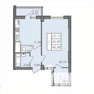 1-к квартира, вторичка, 46м2, 11/13 этаж