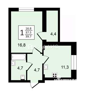 2-к квартира, строящийся дом, 60м2, 2/24 этаж