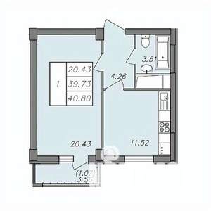 1-к квартира, строящийся дом, 41м2, 12/13 этаж