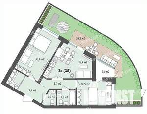 2-к квартира, строящийся дом, 72м2, 1/13 этаж