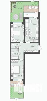 3-к квартира, вторичка, 78м2, 1/13 этаж