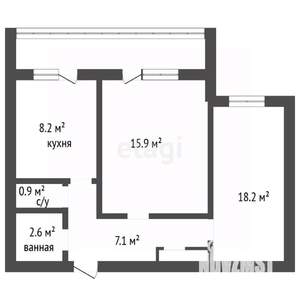 2-к квартира, вторичка, 52м2, 3/9 этаж